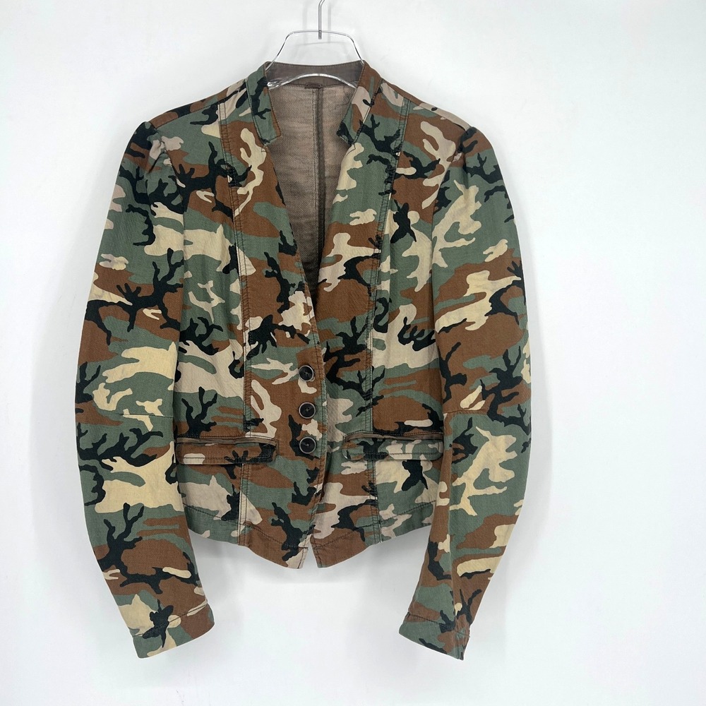 Free People Jacket Womens S/M Camo Jacket Western Blazer‎ Fitted Army Utility